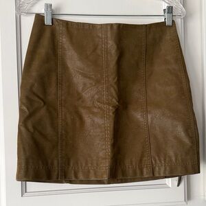 Free People Tan faux Leather Mini Skirt